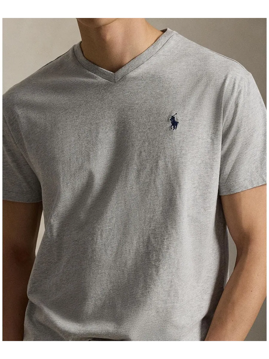 Мужская классическая футболка с V-образным вырезом Polo Ralph Lauren — изображение 3 из 5, серый