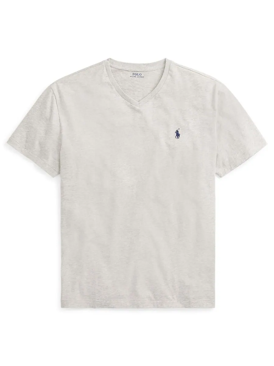 Мужская классическая футболка с V-образным вырезом Polo Ralph Lauren — изображение 5 из 5, серый