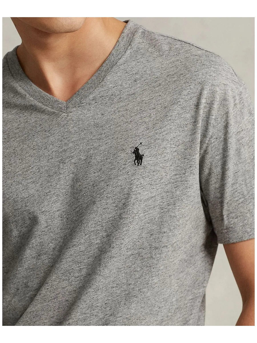 Мужская классическая футболка с V-образным вырезом Polo Ralph Lauren — изображение 3 из 4, темный серый