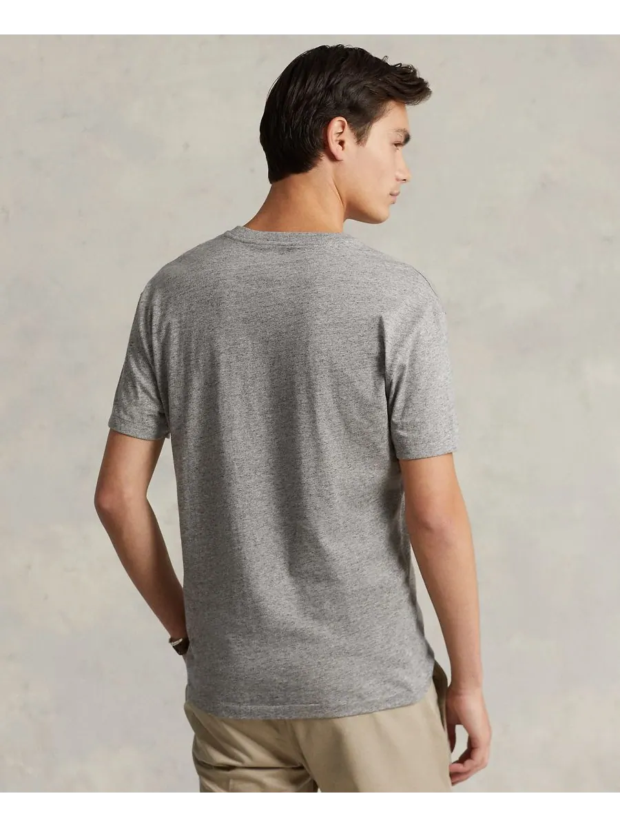 Мужская классическая футболка с V-образным вырезом Polo Ralph Lauren — изображение 4 из 4, темный серый