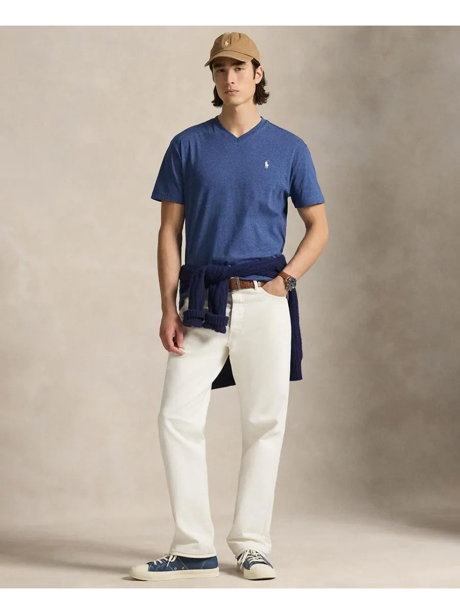 Мужская классическая футболка с V-образным вырезом Polo Ralph Lauren — изображение 2 из 5, синий
