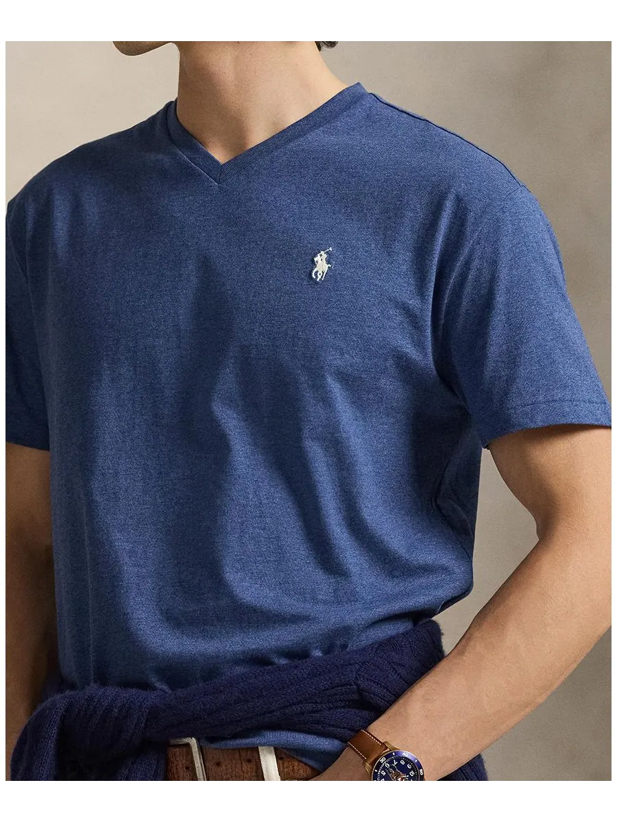 Мужская классическая футболка с V-образным вырезом Polo Ralph Lauren — изображение 3 из 5, синий