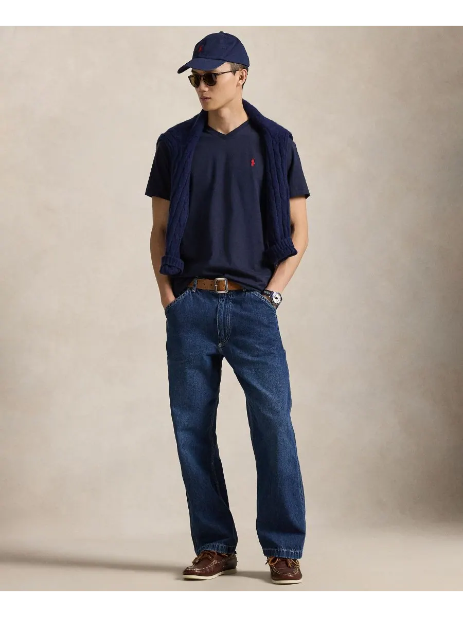Мужская классическая футболка с V-образным вырезом Polo Ralph Lauren — изображение 2 из 5, синий