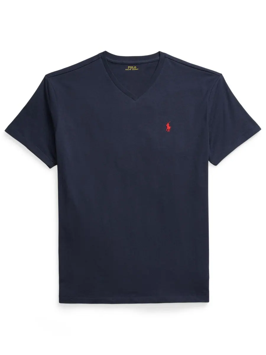 Мужская классическая футболка с V-образным вырезом Polo Ralph Lauren — изображение 5 из 5, синий