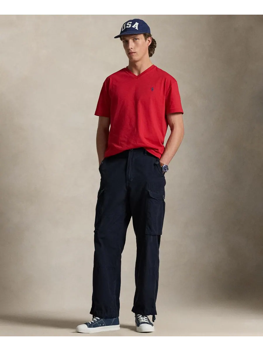 Мужская классическая футболка с V-образным вырезом Polo Ralph Lauren — изображение 2 из 5, красный