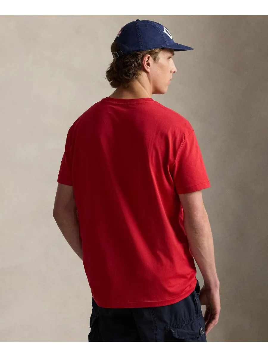 Мужская классическая футболка с V-образным вырезом Polo Ralph Lauren — изображение 4 из 5, красный