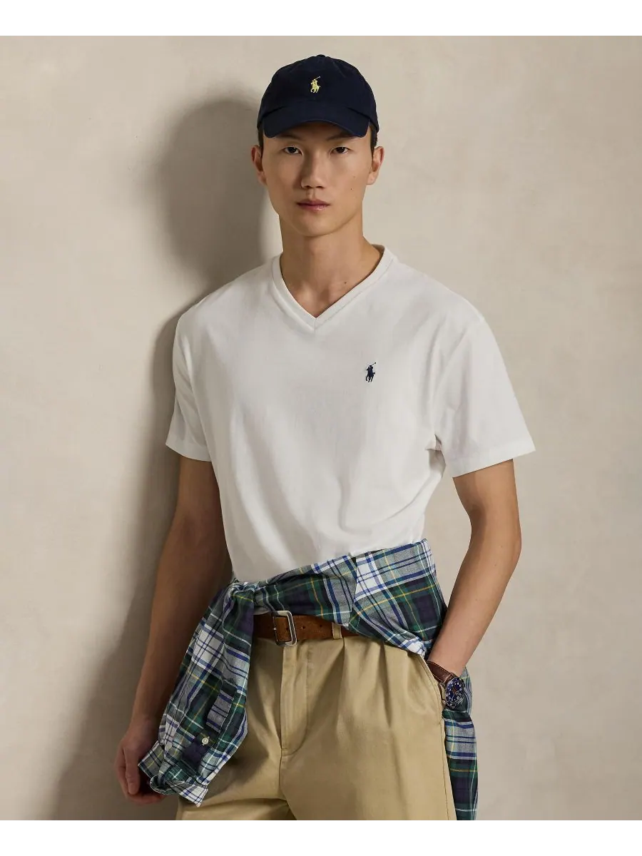 Мужская классическая футболка с V-образным вырезом Polo Ralph Lauren — изображение 1 из 5, белый