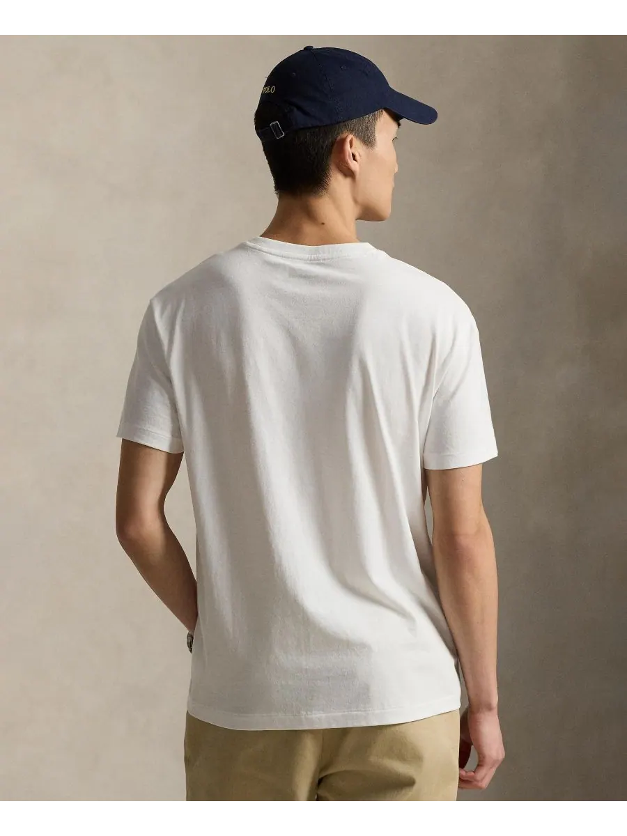 Мужская классическая футболка с V-образным вырезом Polo Ralph Lauren — изображение 4 из 5, белый