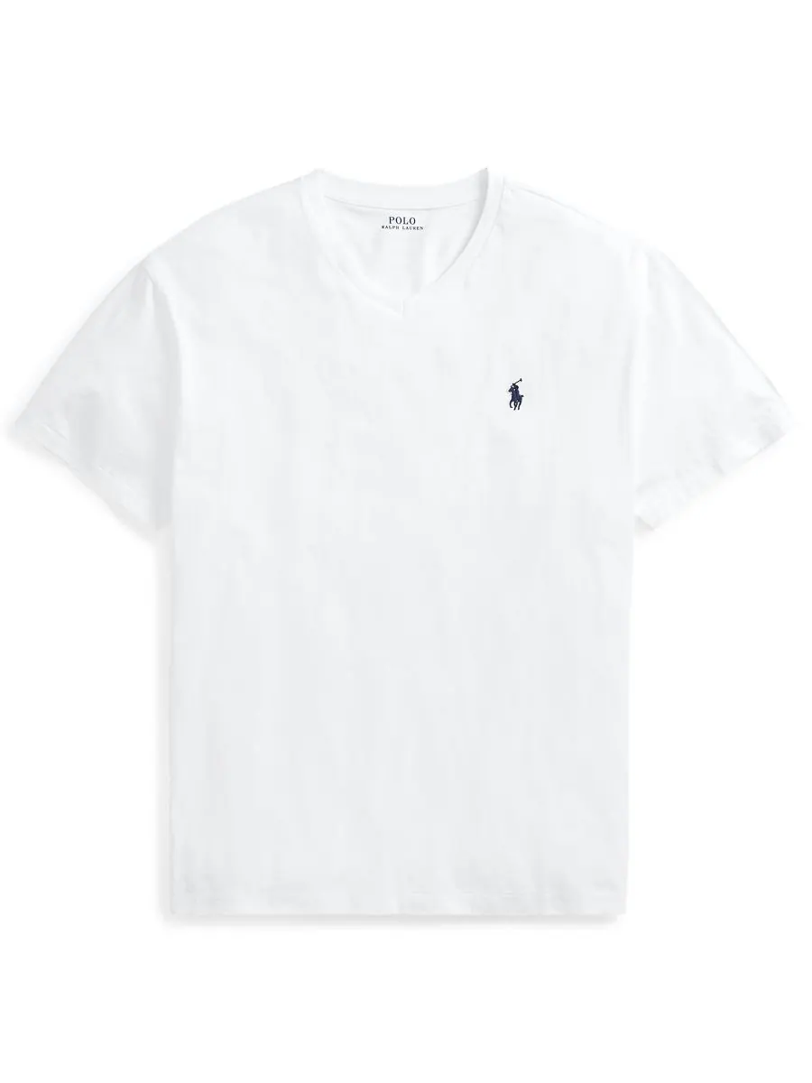 Мужская классическая футболка с V-образным вырезом Polo Ralph Lauren — изображение 5 из 5, белый