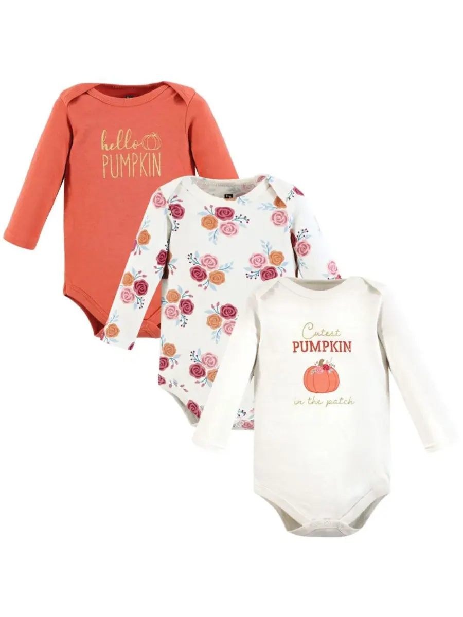 Hudson Baby Хлопковые боди с длинными рукавами, комплект из 3 штук — коричневый