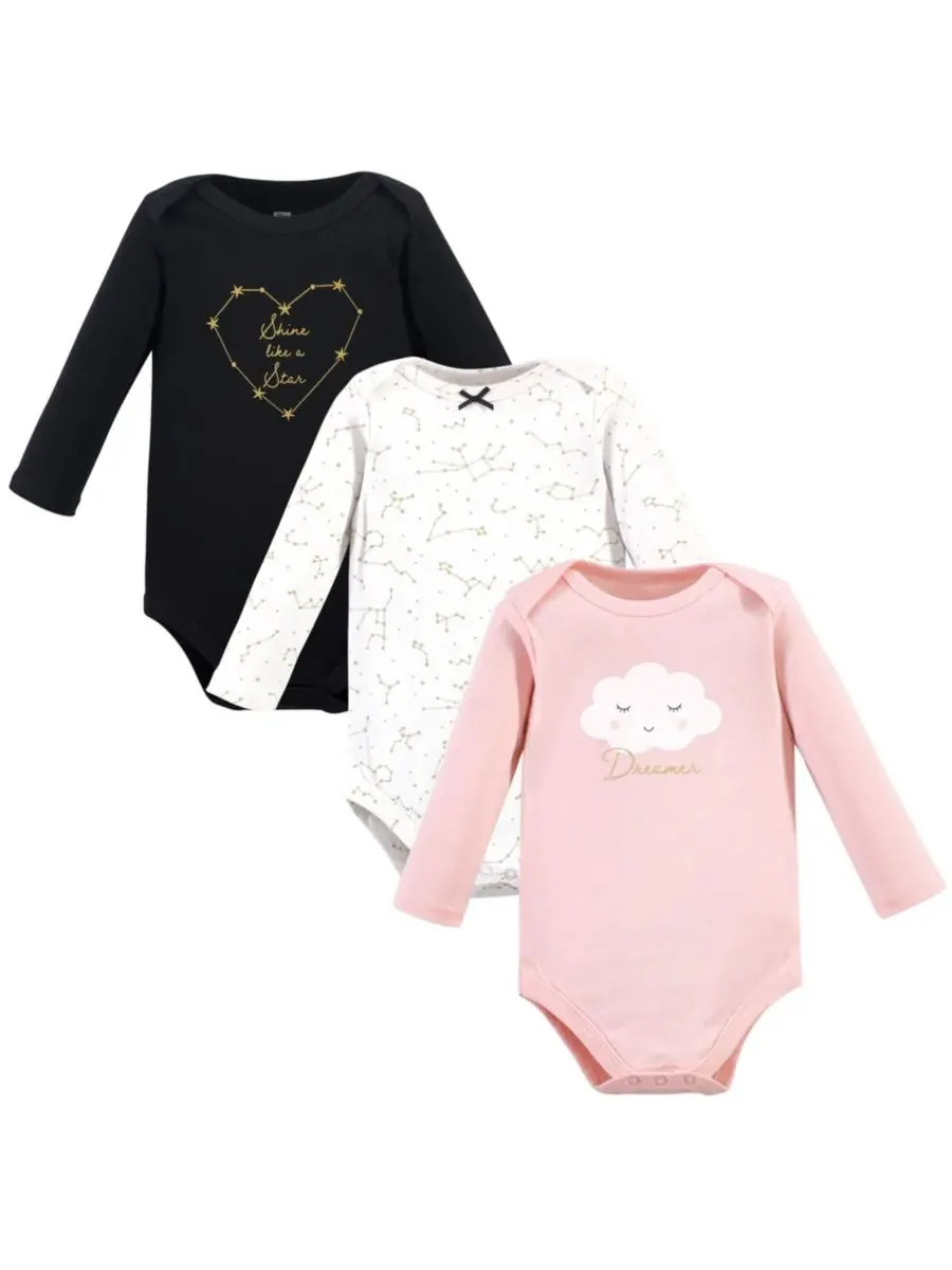 Hudson Baby Хлопковые боди с длинными рукавами, комплект из 3 штук — коричневый