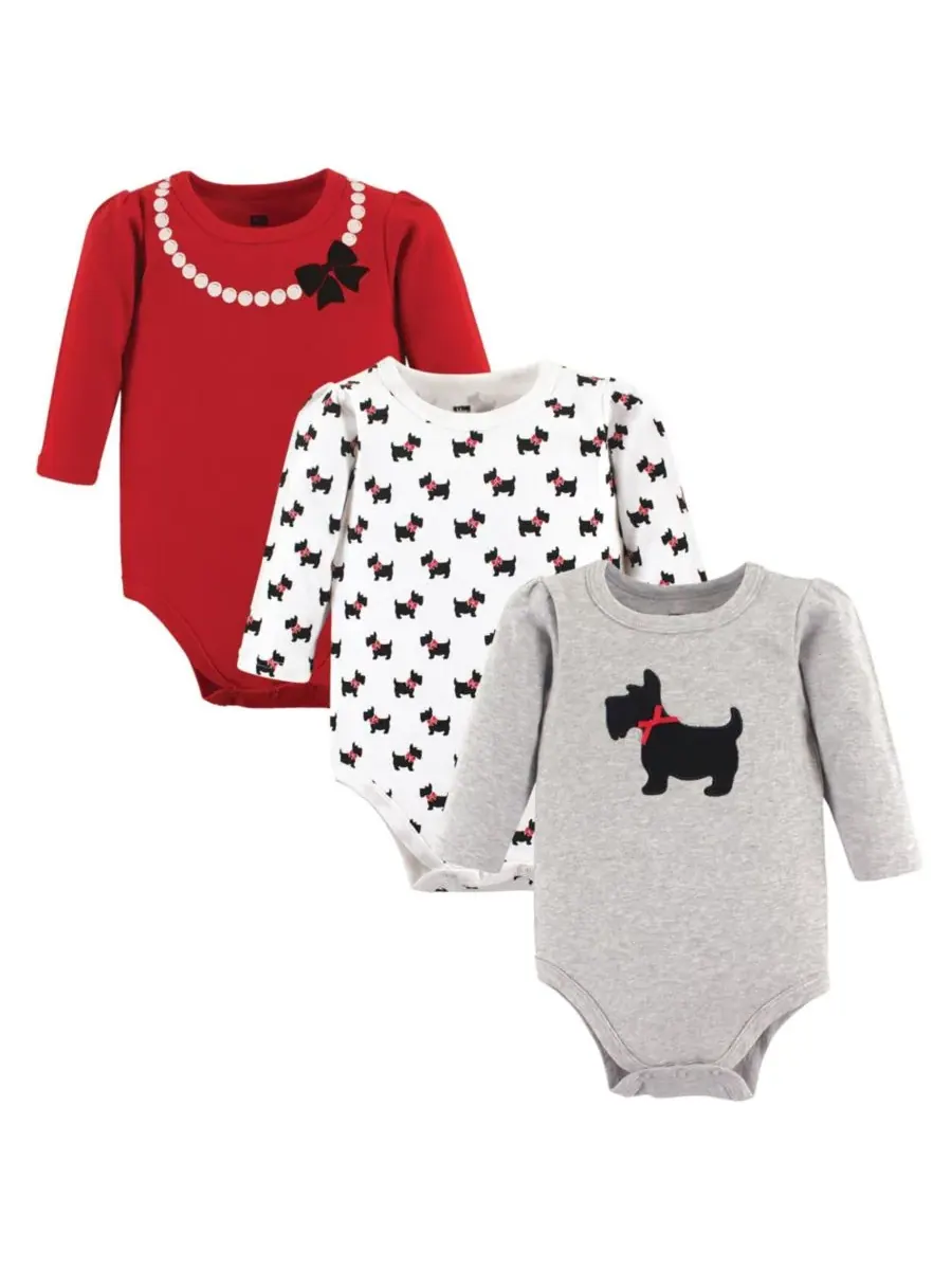 Hudson Baby Хлопковые боди с длинными рукавами, комплект из 3 штук