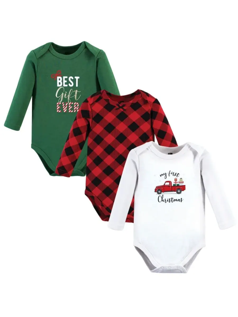 Hudson Baby Хлопковые боди с длинными рукавами, комплект из 3 штук