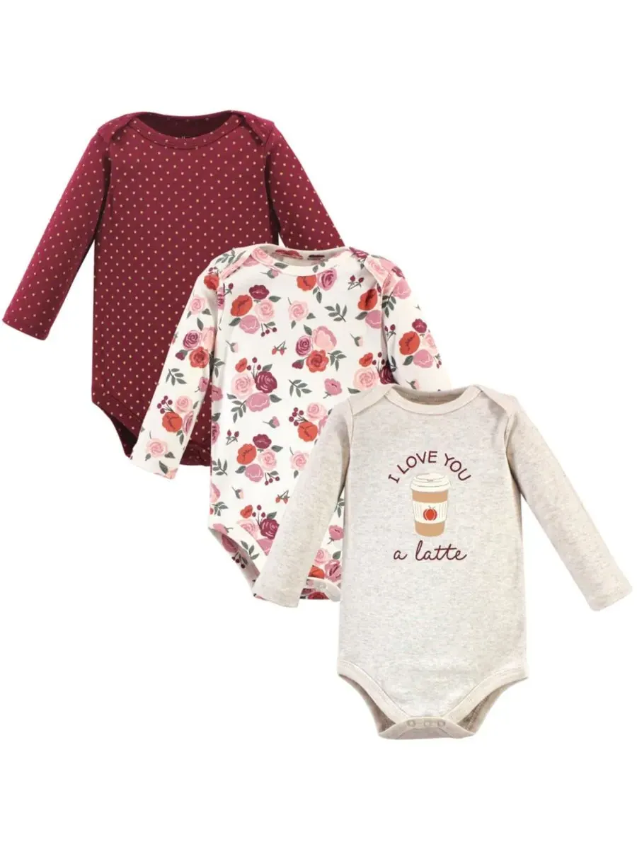 Hudson Baby Хлопковые боди с длинными рукавами, комплект из 3 штук