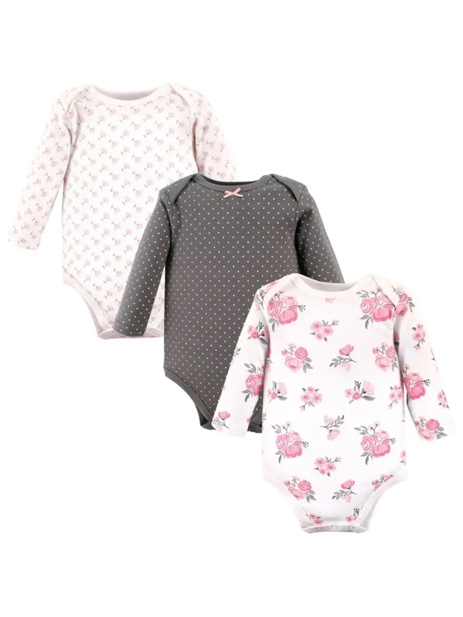 Hudson Baby Хлопковые боди с длинными рукавами, комплект из 3 штук