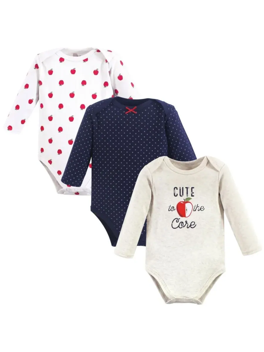 Hudson Baby Хлопковые боди с длинными рукавами, комплект из 3 штук — красный