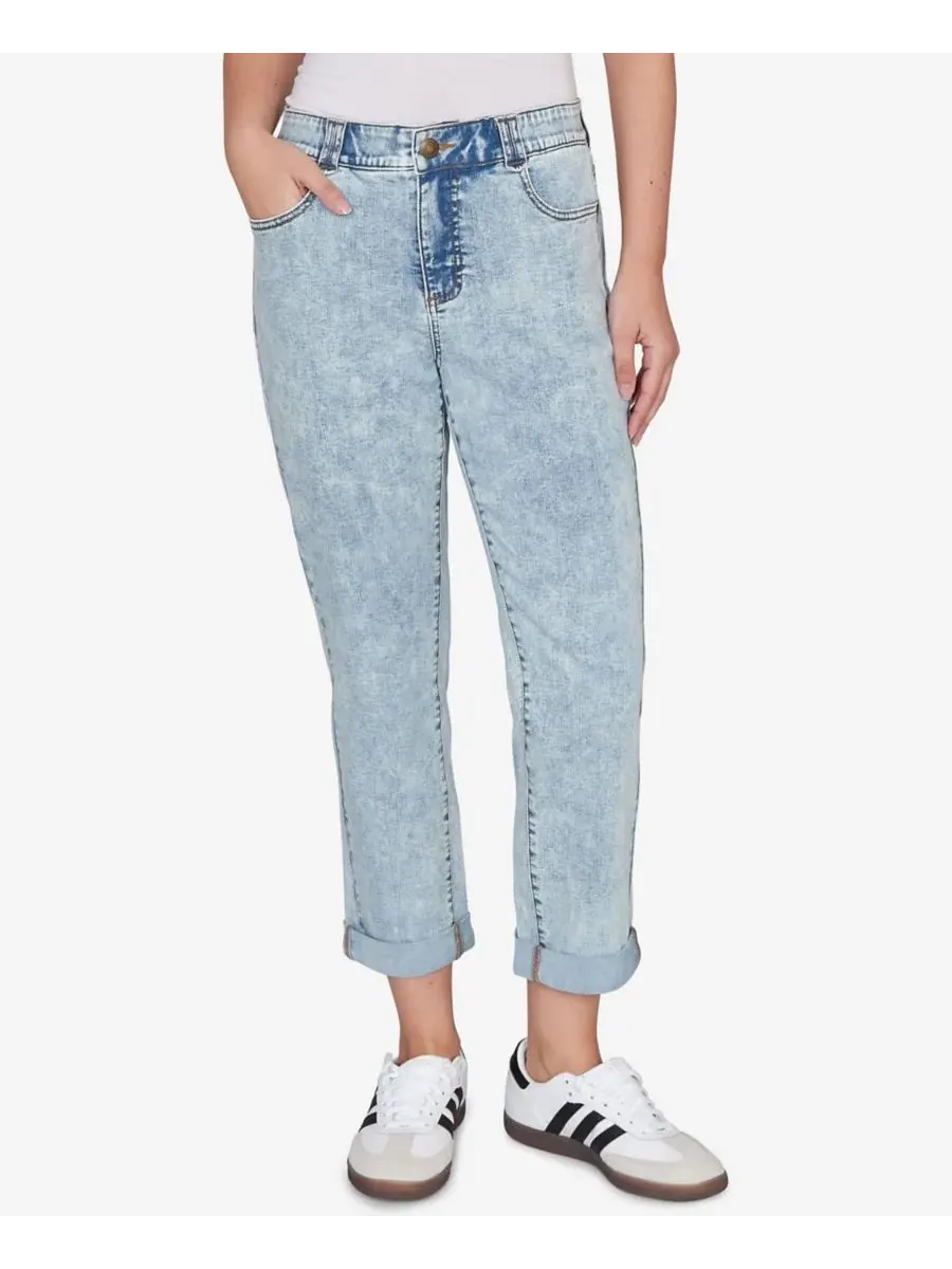 Джинсы-бойфренды Petite Comfort Waist Stretch Denim Ruby Rd., светлый-chambray — голубой