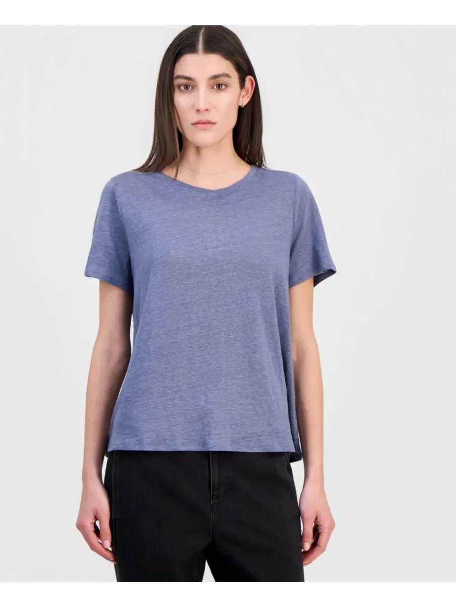 Женская футболка с круглым вырезом из льняного трикотажа Eileen Fisher — изображение 1 из 4, флинт