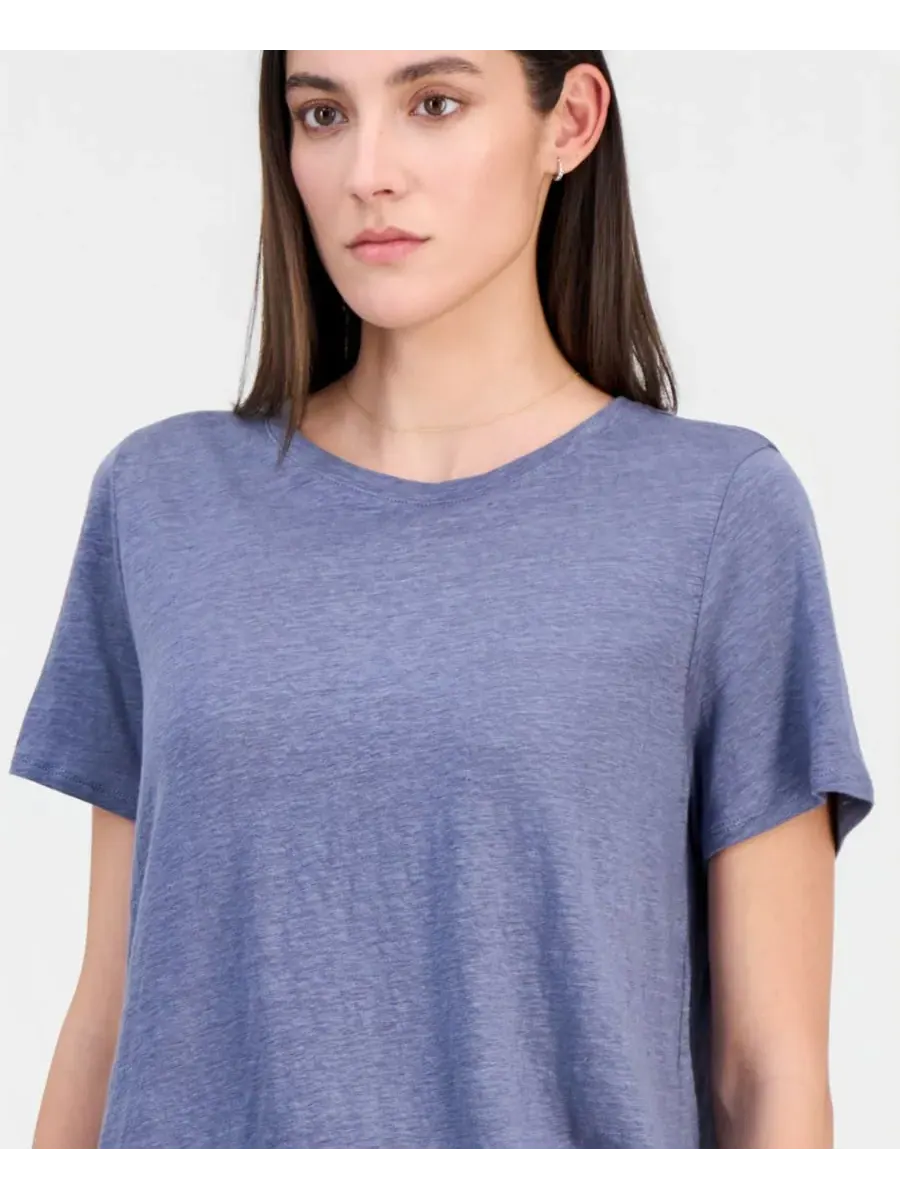 Женская футболка с круглым вырезом из льняного трикотажа Eileen Fisher — изображение 2 из 4, флинт