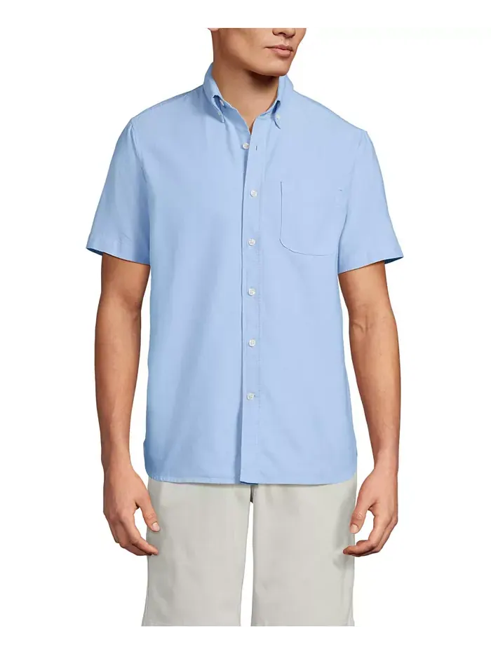 Мужская короткая рубашка Sail Rigger Oxford Lands' End — изображение 1 из 3, синий