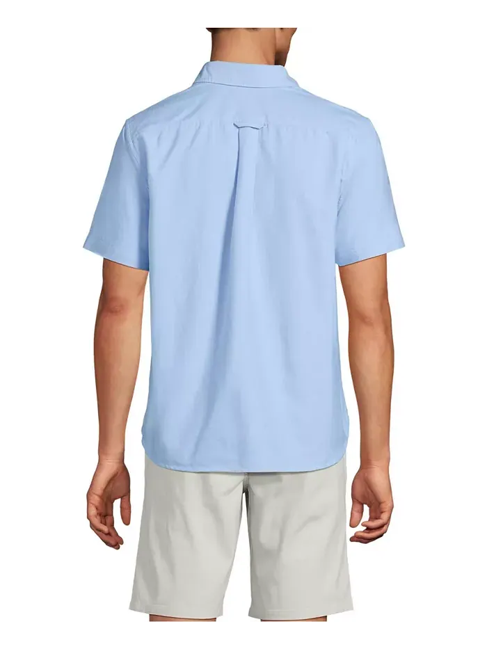 Мужская короткая рубашка Sail Rigger Oxford Lands' End — изображение 2 из 3, синий