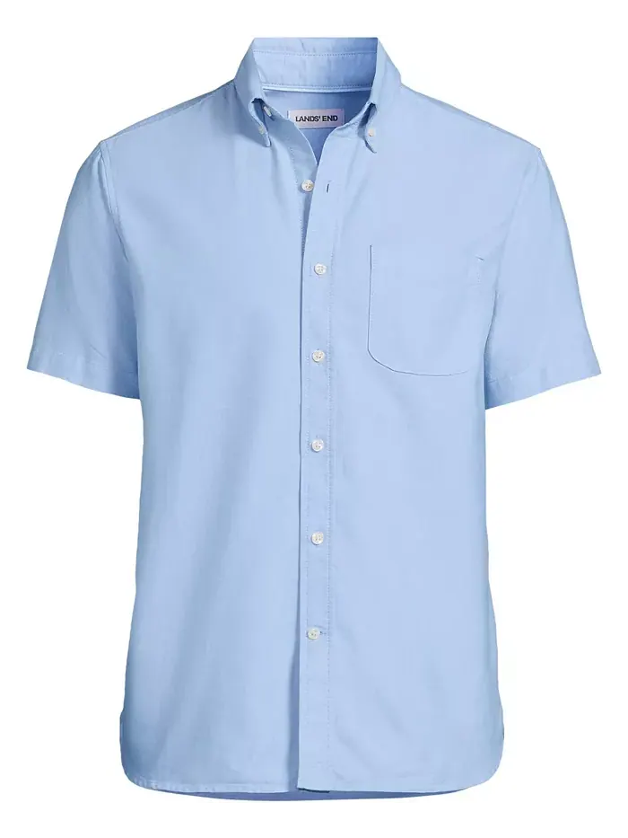 Мужская короткая рубашка Sail Rigger Oxford Lands' End — изображение 3 из 3, синий