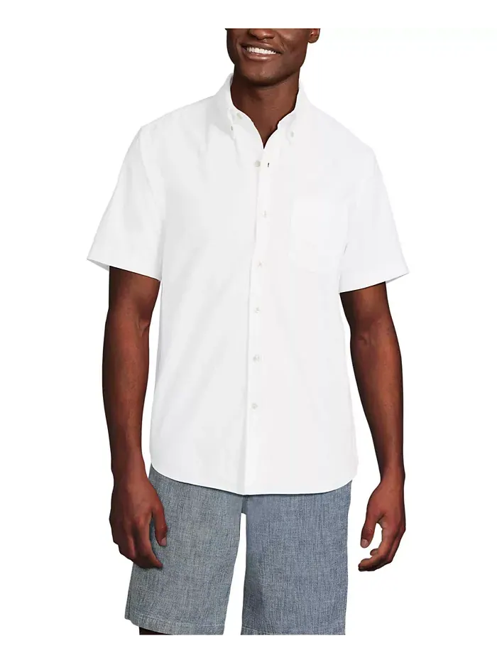 Мужская короткая рубашка Sail Rigger Oxford Lands' End — изображение 1 из 3, белый