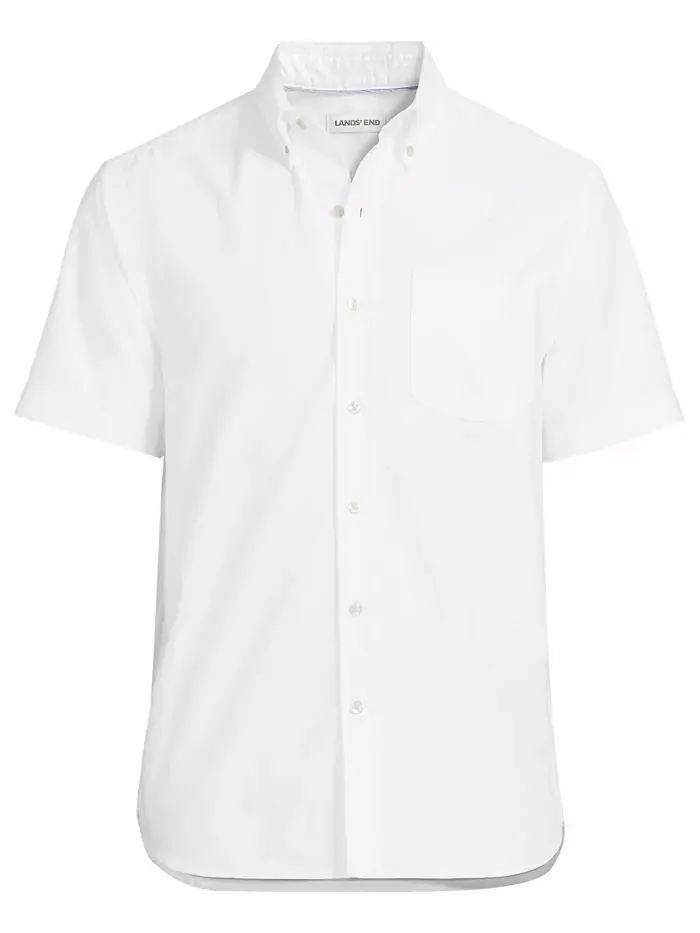 Мужская короткая рубашка Sail Rigger Oxford Lands' End — изображение 3 из 3, белый