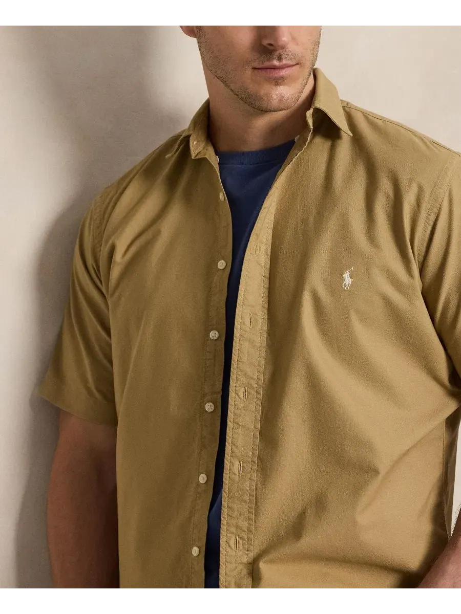 Мужская рубашка в стиле Оксфорд (большой размер) Polo Ralph Lauren — изображение 3 из 5, бежевый
