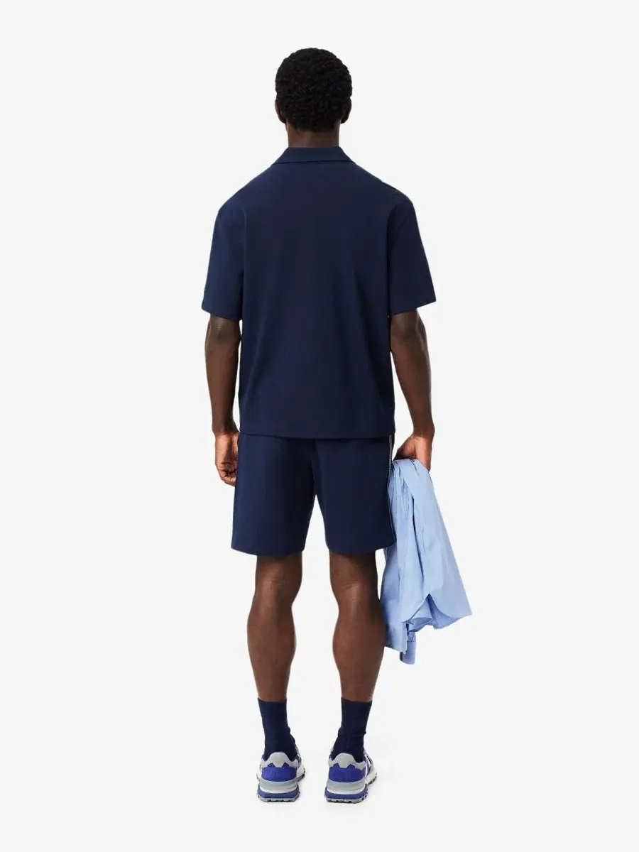 Шорты Lacoste мужские флисовые прямые с логотипом и полосками — изображение 3 из 4, темно-синий