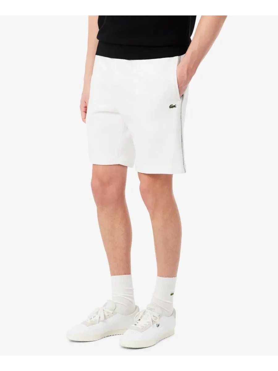 Шорты мужские Lacoste флисовые прямые с логотипом и полосками — изображение 1 из 4, мука
