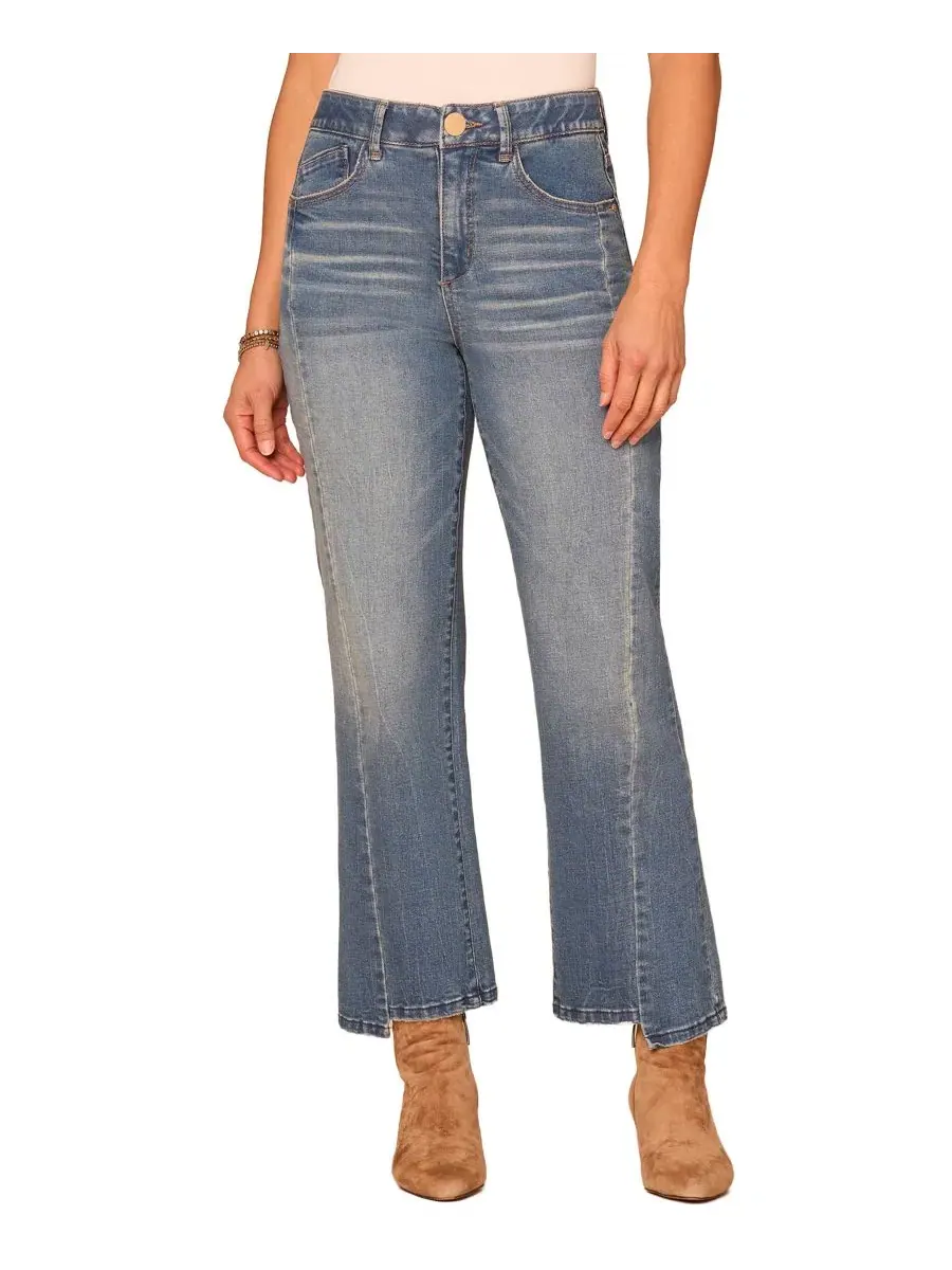 Джинсы-клеш с высокой посадкой Petite AbSolution High-Rise Split-Hem Bootcut Democracy — изображение 1 из 3, синий