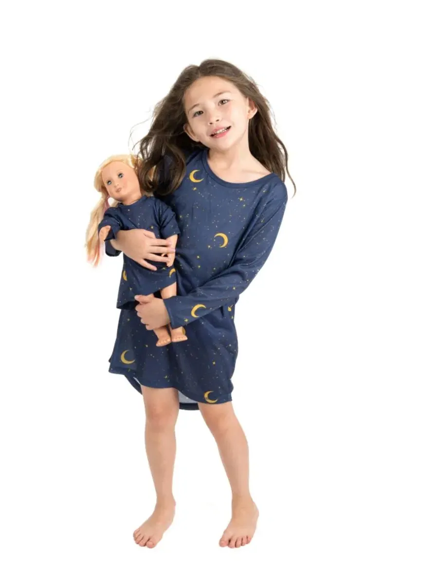 Комплект ночных рубашек с кукольной рубашкой Moon & Stars Navy Leveret