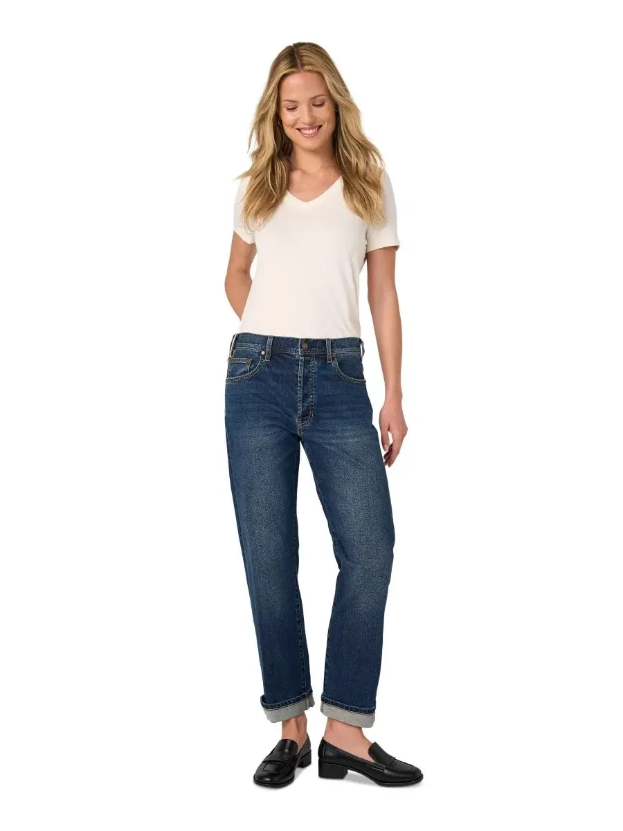 Джинсы-бойфренды Sloane Low-Rise Girlfriend Cuffed Liverpool Los Angeles — изображение 2 из 5, синий
