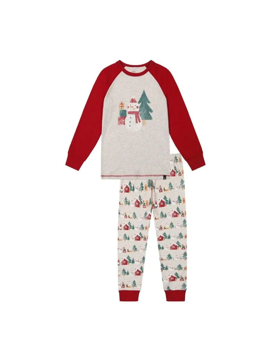 Пижамный комплект из хлопка с рождественским принтом Holiday Family Pajamas Deux par Deux — бежевый