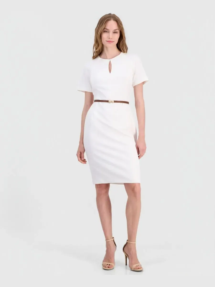 Платье-футляр с ремнем Scuba Crepe Anne Klein