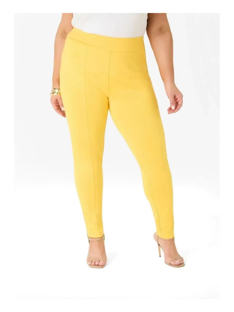 Леггинсы с декоративными швами, Plus Sizes Seamed Ponte Ashley Stewart — желтый