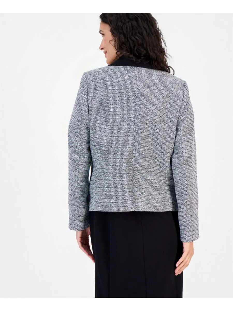 Кардиган-жакет с воротником и контрастной отделкой Kasper — изображение 7 из 7, черный