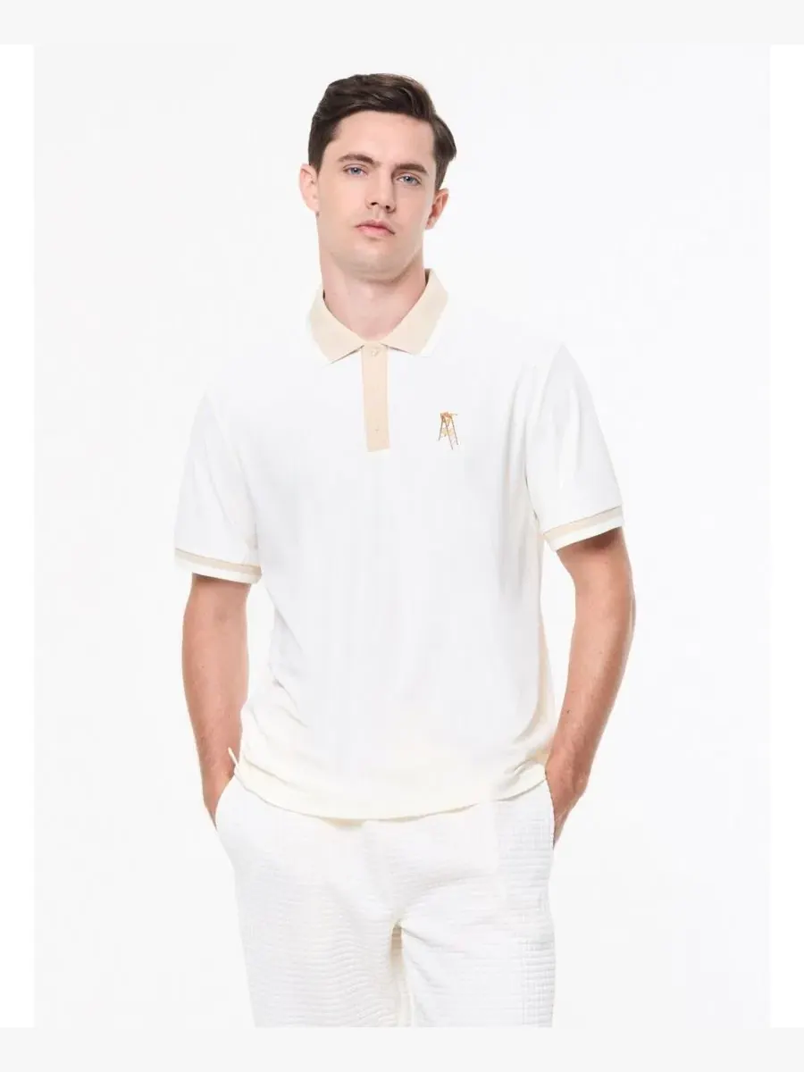 Мужское поло из микро-пике с принтом Arbitro Polo Sergio Tacchini — белый