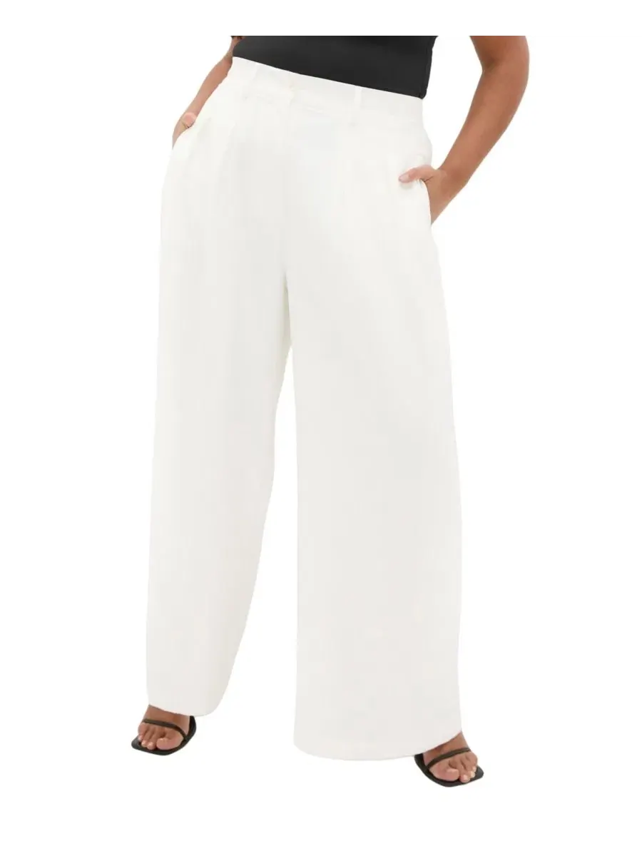 Штаны с высокой посадкой Abbie Fully Lined Wide Leg CITY CHIC — изображение 1 из 5, белый