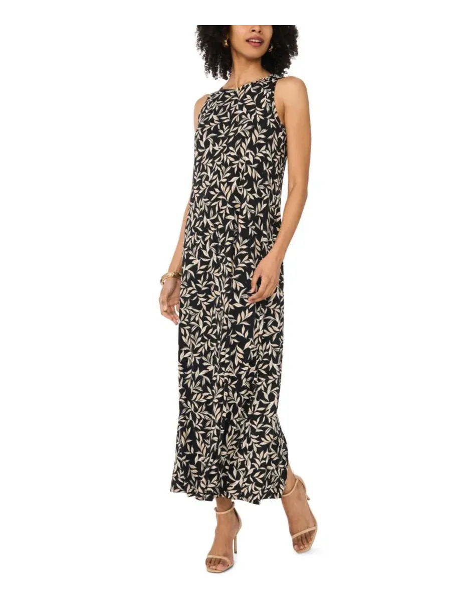 Платье-макси без рукавов с круглым вырезом, модель Crewneck Sleeveless Maxi Dress Vince Camuto — изображение 1 из 4, серый