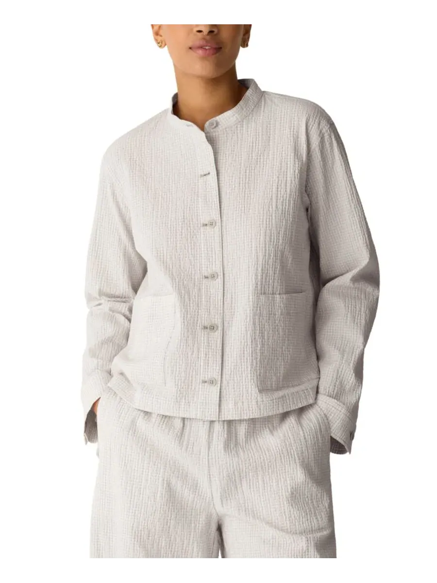 Женская куртка-рубашка с воротником-мандарин Eileen Fisher — изображение 1 из 2, мел