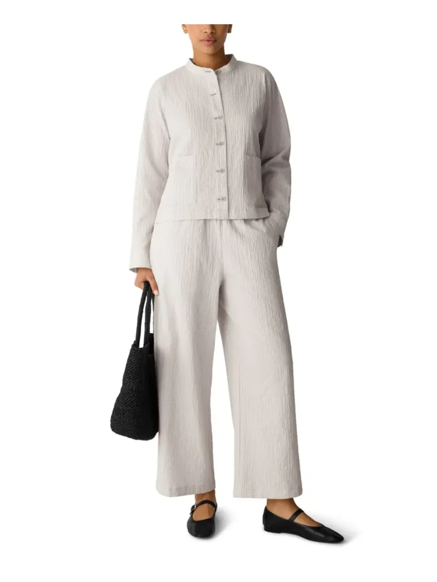 Женская куртка-рубашка с воротником-мандарин Eileen Fisher — изображение 2 из 2, мел