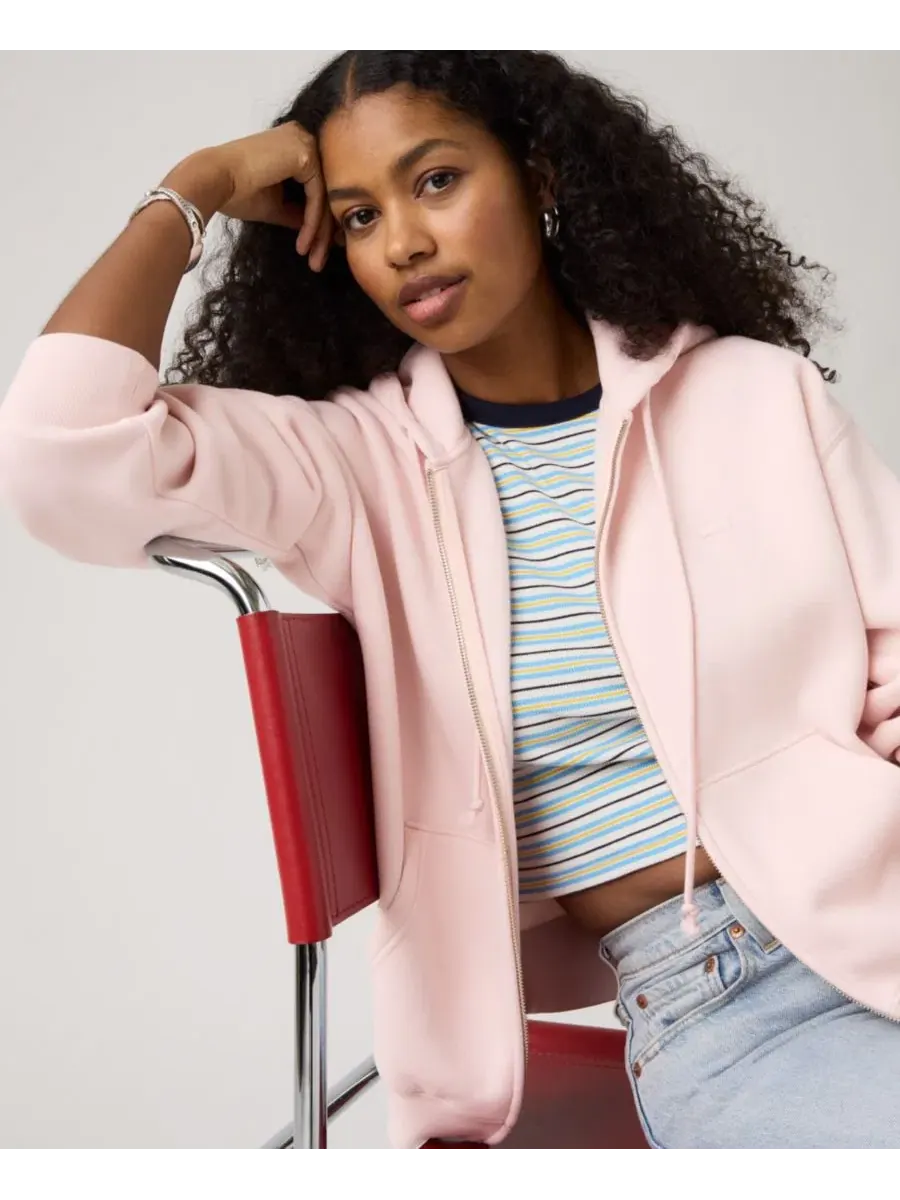 Худи с капюшоном на молнии Levi's — изображение 3 из 4, розовый