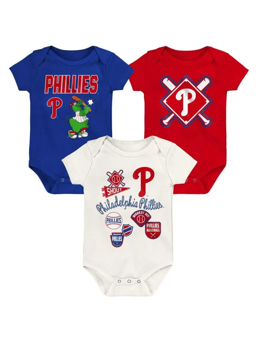 Комплект ползунков с коротким рукавом Philadelphia Phillies Home Plate Outerstuff — бежевый