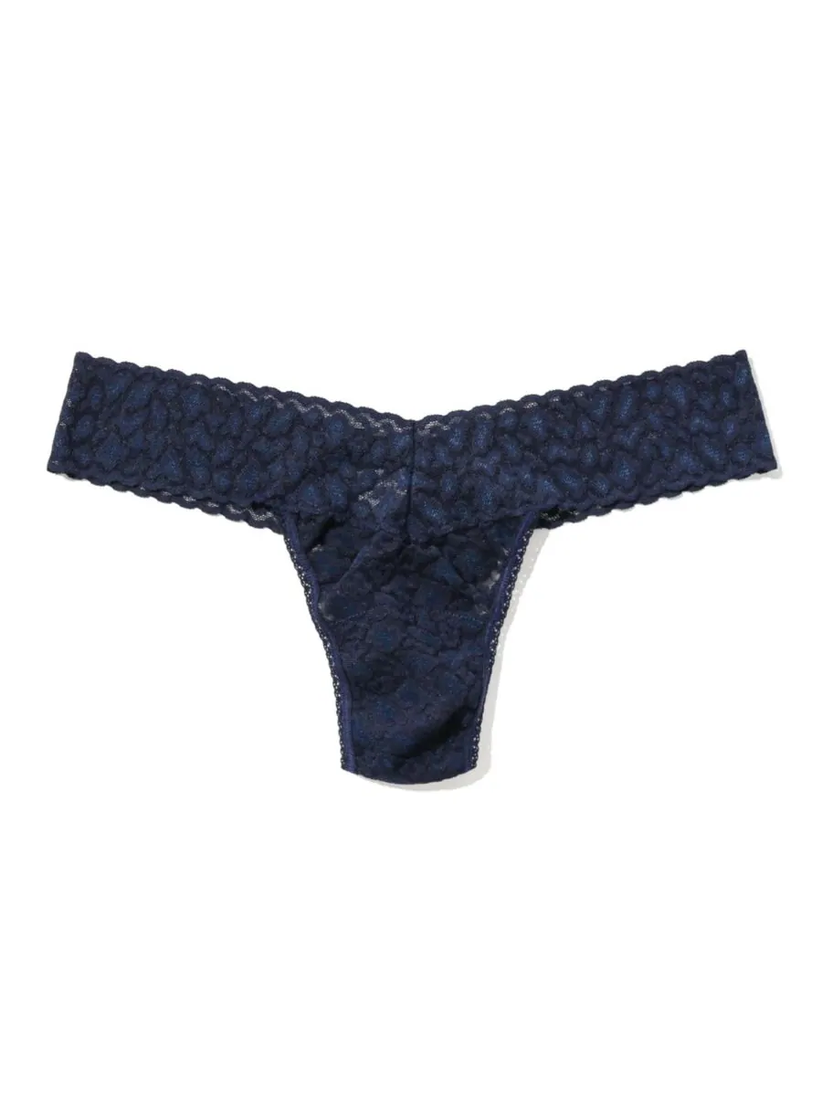 Женские трусики-стринги с леопардовым кружевом и низкой посадкой 7I1051 Hanky Panky — изображение 1 из 1, темно-синий