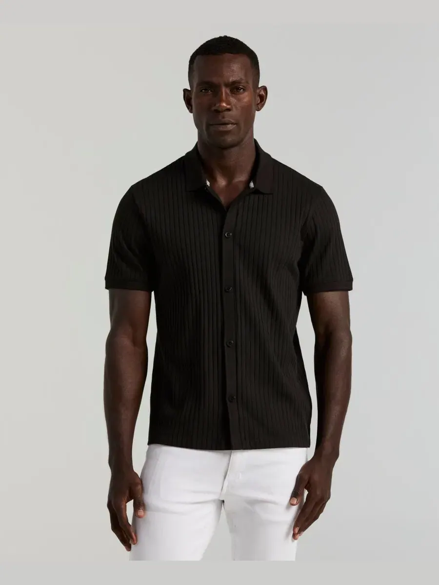 Мужская рубашка-поло с вертикальной текстурой и коротким рукавом Perry Ellis