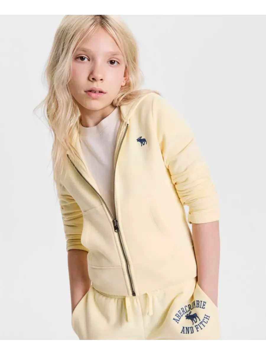 Детский худи на молнии с принтом сзади abercrombie kids — изображение 1 из 7, желтый