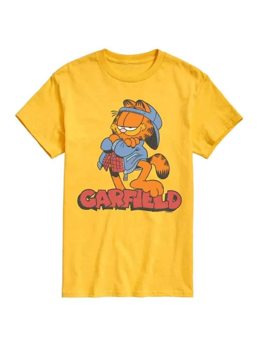 Футболка с принтом Garfield, Odie и Jon, модель Streetwear AIRWAVES — изображение 1 из 3, желтый