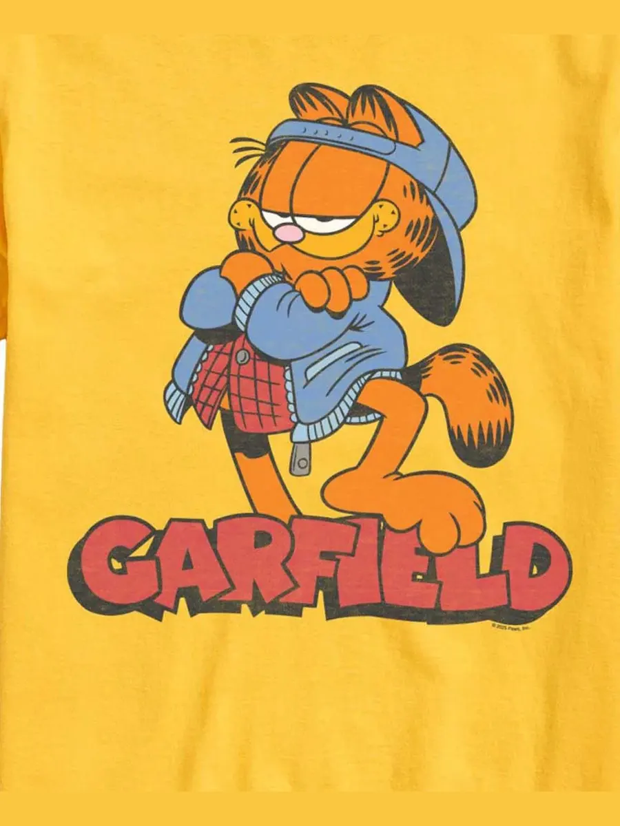 Футболка с принтом Garfield, Odie и Jon, модель Streetwear AIRWAVES — изображение 3 из 3, желтый